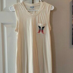 Hurley Meghan Tank Dress Flowy Swim Cover Up Cream Sz S